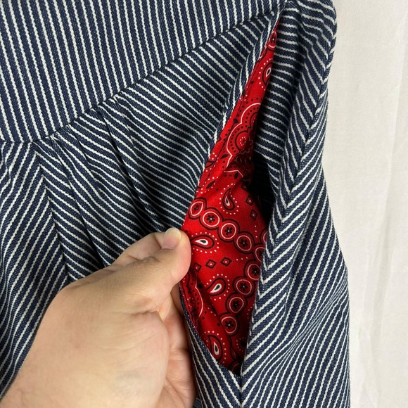 Vintage 80s Aunt‎ Abigail's Attic Maxi Skirt XS Blue A Line Stripe Basque Waist - Picture 5 of 9